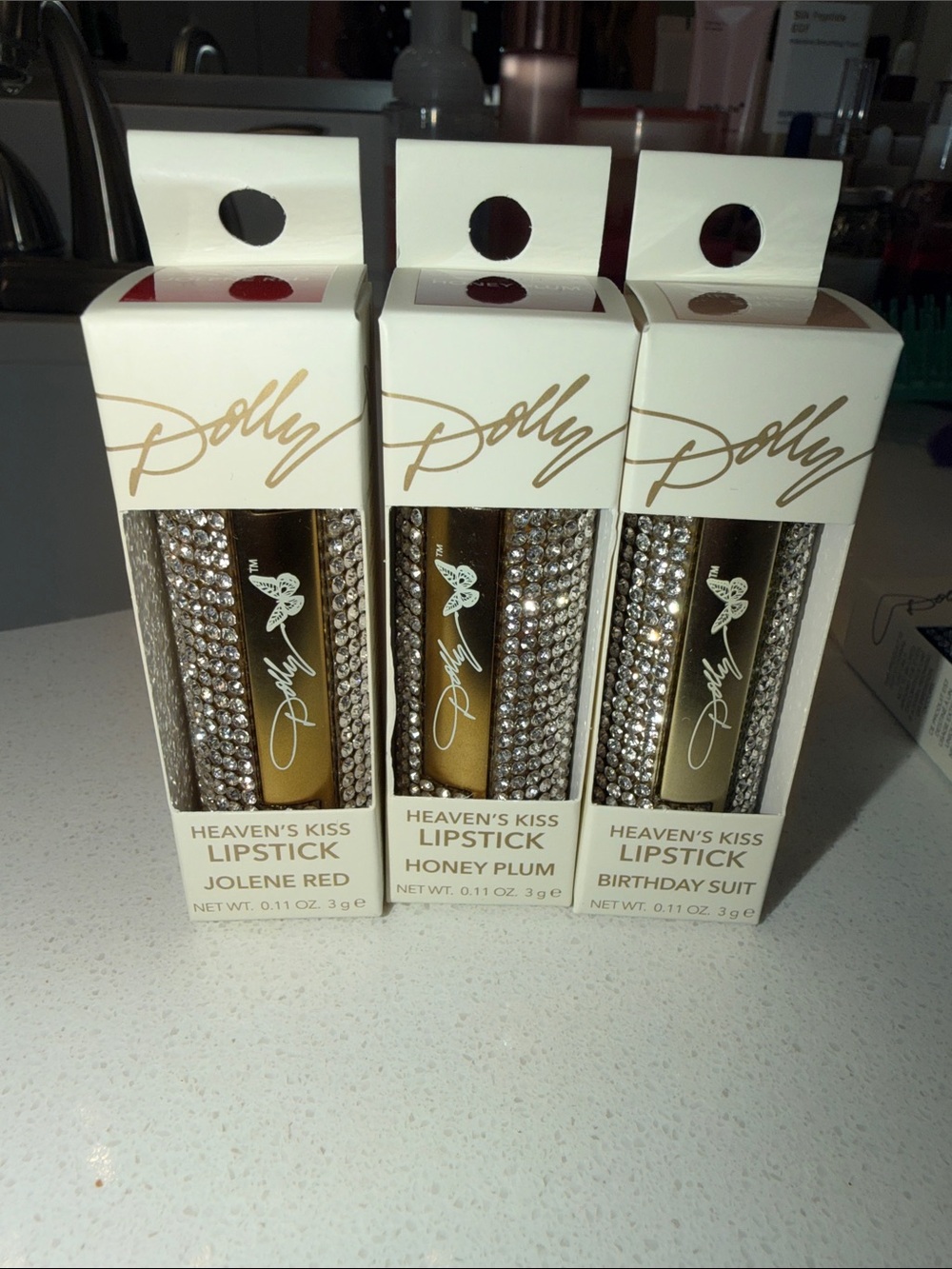 Dolly Heaven's Kiss Lipstick - Jolene Red, Honey Plum, Birthday Suit